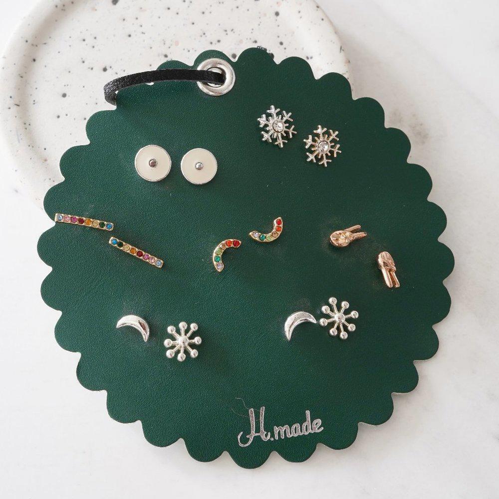Holiday Earring Set of 7 Rainbow Moon Snowflakes